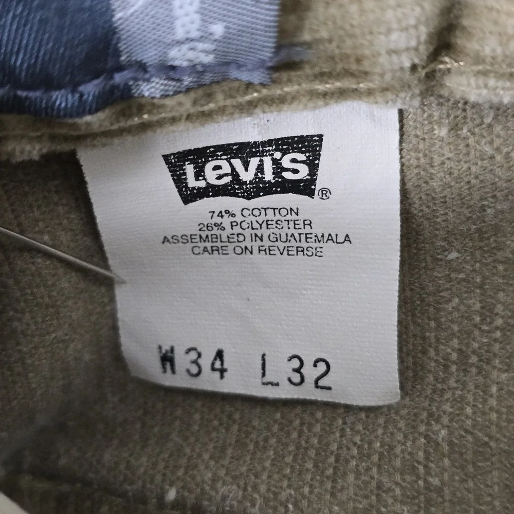 Vintage Levis SilverTab Corduroy Cargo Pants Mens‎ 34x32 Tan Khaki 90s Straight